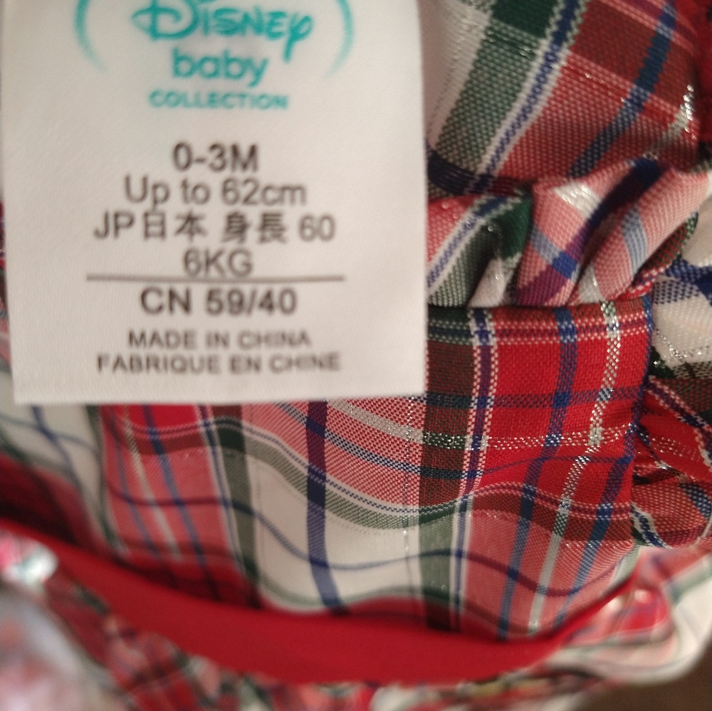 Plaid Disney Minnie mouse holiday dress size 0- 3 months - Picture 5 of 7